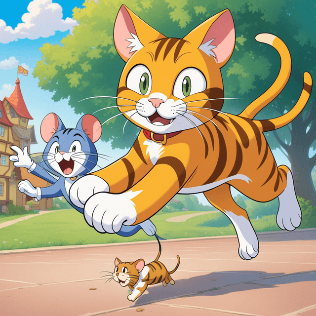 tom the cat chasing jerry the mouse anime