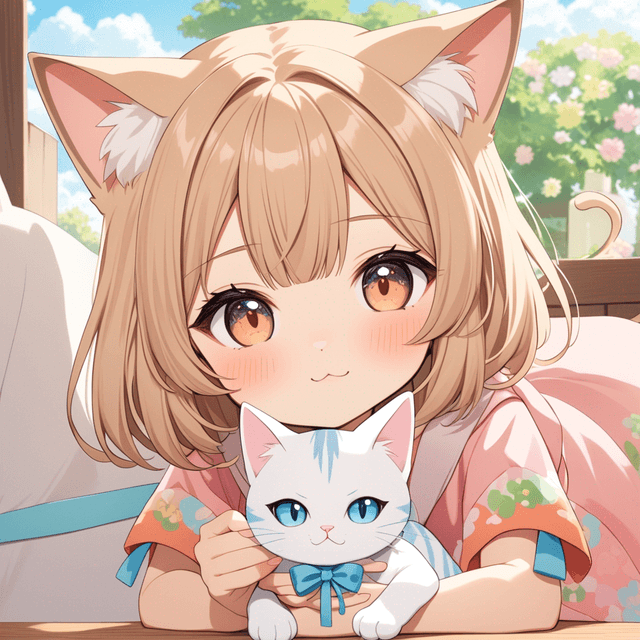 1girl, .,nijijourney, neko, pastel, cat, kawaii, anime, highquality, best quality, nijistyle,  anime