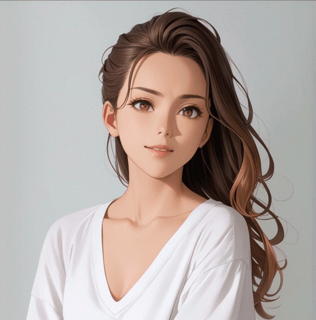 beauty girl with long hair anime